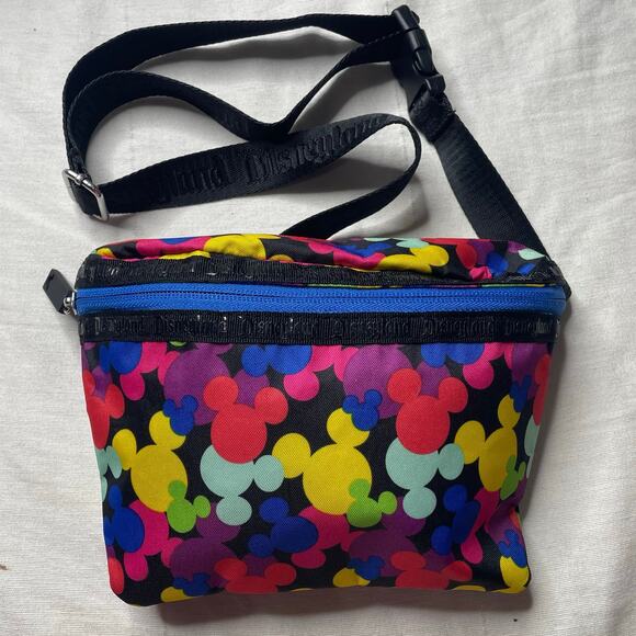 Disney Handbags - Disney Parks Disneyland Mickey Rainbow Fanny Pack Zippered Crossbody Belt Bag